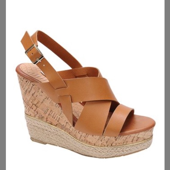 New - Nature breeze cognac wedge sandal. Size 8. - Picture 1 of 5